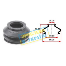 BG0153 BELGUM PARTS Пильовик опори кульовий рульового наконечника (універсальний) (59x35x36)