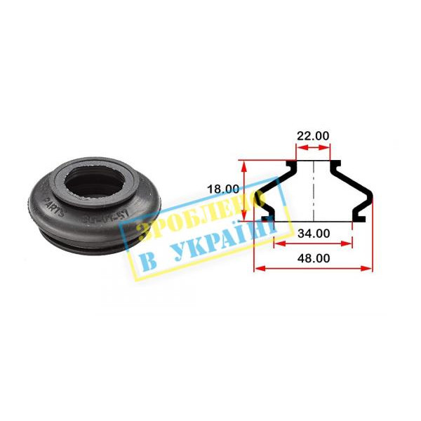 BG0157 BELGUM PARTS Пильовик опори кульовий рульового наконечника (універсальний) (34x22x18)