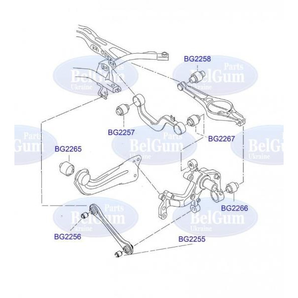 BG2255 BELGUM PARTS Сайлентблок тяги (задньої/поперечної/внутрішній) Audi A3/Skoda Octavia/VW Golf 04- (40.5x12x60/30)