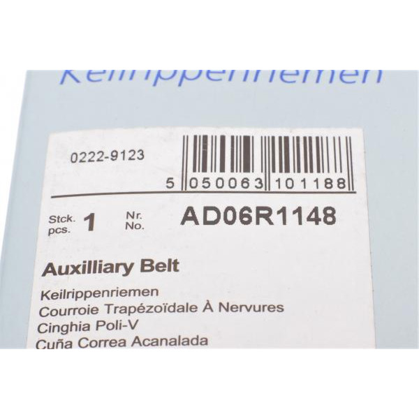 AD06R1148 BLUE PRINT Ремінь генератора Renault Master 2.2-2.5dCi 00-/ Opel Movano/ Vivaro 2.2-2.5 DTI 00- (6PK1148)