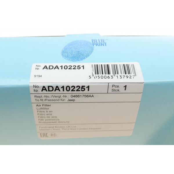ADA102251 BLUE PRINT Фільтр повітряний Jeep Grand Cherokee 3.6-6.4 09-