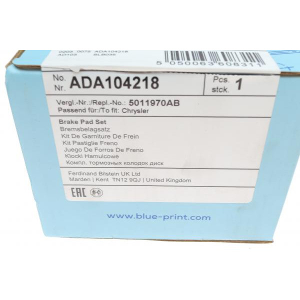 ADA104218 BLUE PRINT Колодки гальмівні (задні) Jeep Grand Cherokee 2.7-6.1 99-/ MB 100/ 190 1.8-2.6 83-96