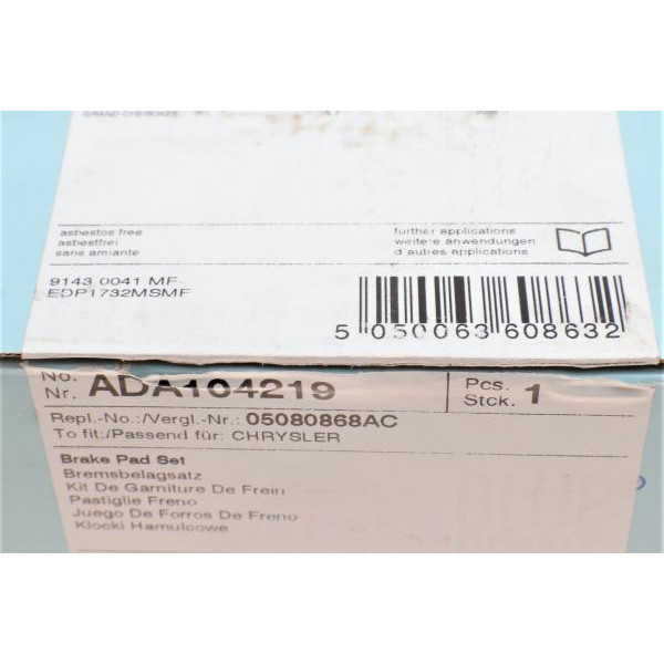 ADA104219 BLUE PRINT Колодки гальмівні (передні) Jeep Grand Cherokee/ Commander 3.0 CRD/4.7-5.7 05-11 (Akebono)
