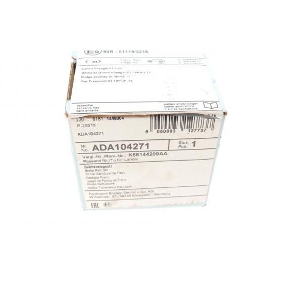 ADA104271 BLUE PRINT Колодки гальмівні (задні) Chrysler Grand Voyager 07-/Fiat Freemont 11-