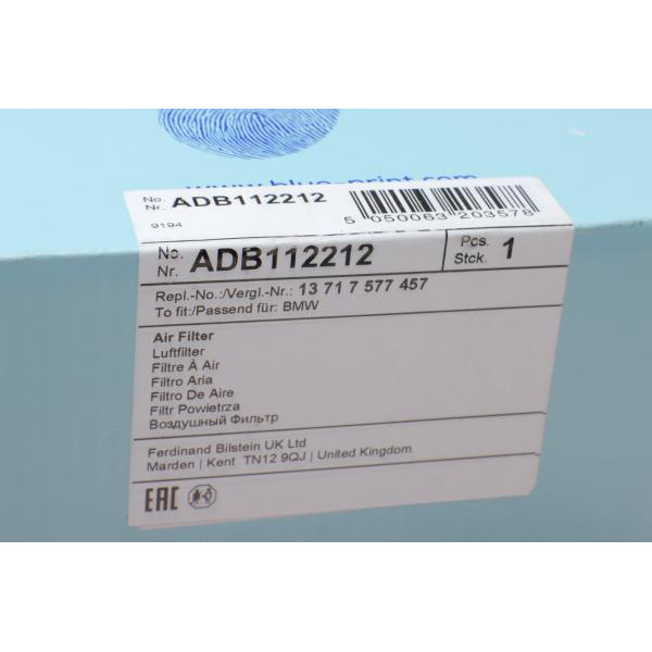 ADB112212 BLUE PRINT Фільтр повітряний BMW X5 (E70) /5 (F10) 4.4i 09-
