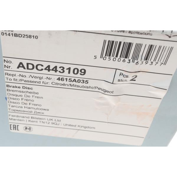 ADC443109 BLUE PRINT Диск гальмівний (задній) Mitsubishi Outlander 06-/Lancer 03- Citroen C-Crosser 06- (302x10)