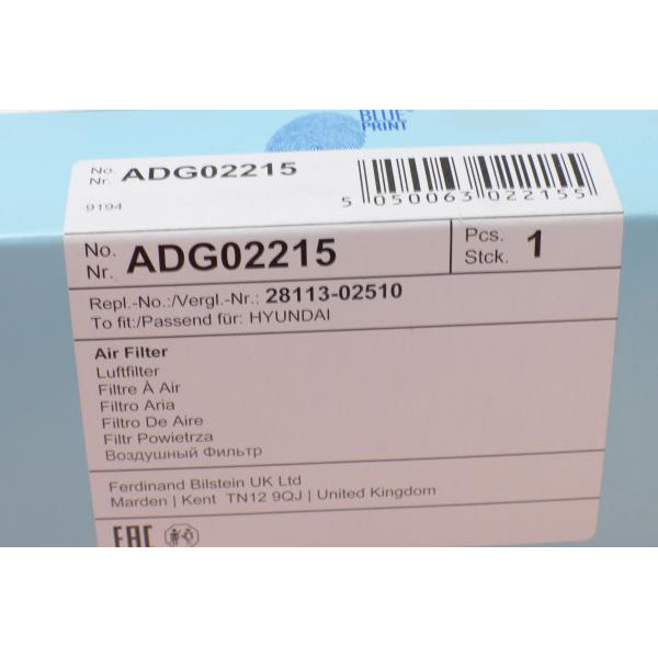 ADG02215 BLUE PRINT Фільтр повітряний Hyundai Atos 1.0 i 99-