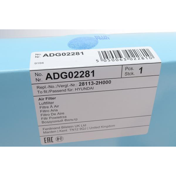 ADG02281 BLUE PRINT Фільтр повітряний Hyundai Elantra/i30/Kia Cee'd 1.4-2.0D 05-