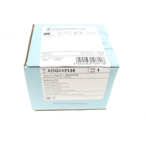 ADG042135 BLUE PRINT Колодки гальмівні (передні) Chevrolet Aveo 1.2-1.6 11-