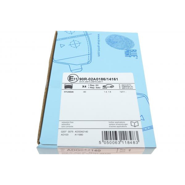 ADG042140 BLUE PRINT Колодки гальмівні (передні) Hyundai i30/Veloster/Kia Ceed/Optima 11-