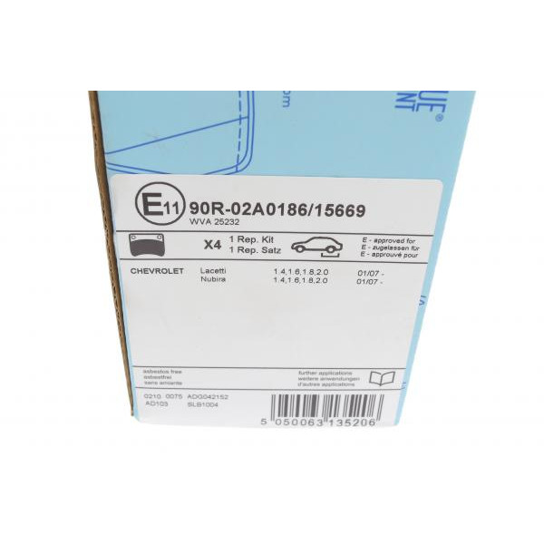 ADG042152 BLUE PRINT Колодки гальмівні (задні) Chevrolet Lacetti/Nubira 1.4-2.0 03-13