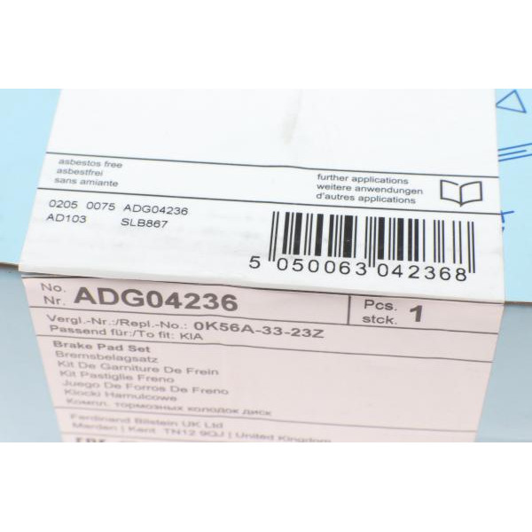 ADG04236 BLUE PRINT Колодки гальмівні (передні) Kia Carnival/K2500/Pregio 2.5-2.9 97-