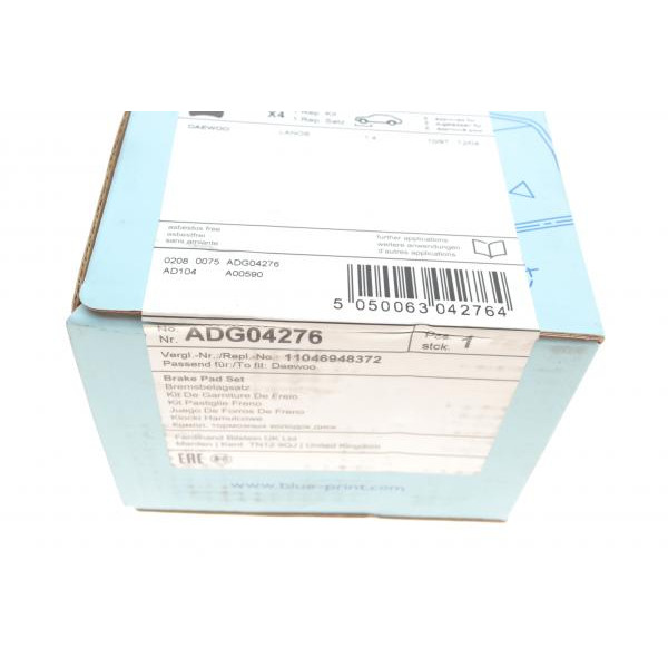 ADG04276 BLUE PRINT Колодки гальмівні (передні) Daewoo Lanos 97-