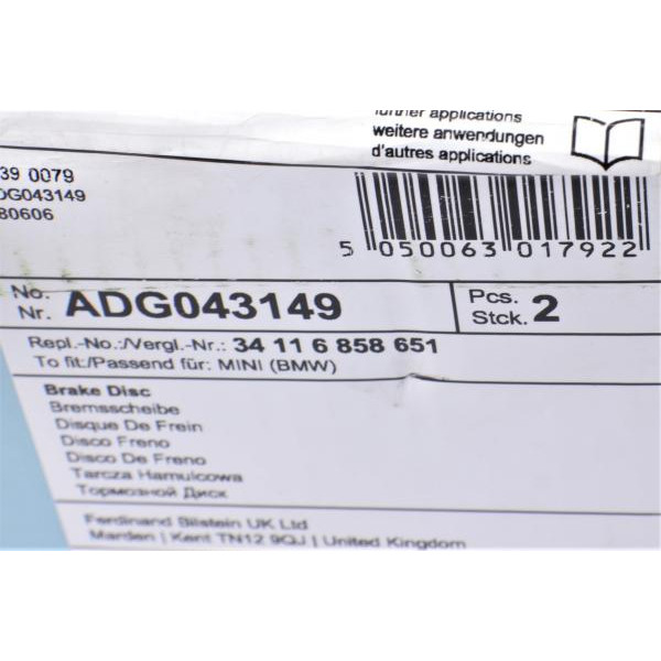 ADG043149 BLUE PRINT Диск гальмівний (передній) MINI Cooper 2 06-(280mm) (з покриттям)