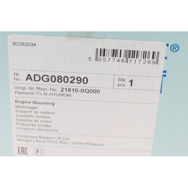 ADG080290 BLUE PRINT Подушка двигуна Kia Ceed 1.4-2.0 06-14/Forte 2.0-2.4 09- Hyundai i30 07-17 (гідравліка) (R)