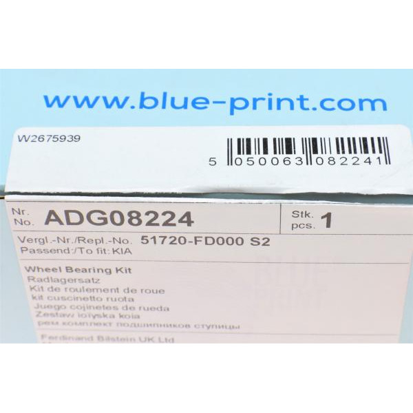 ADG08224 BLUE PRINT Підшипник маточини (передньої) Mazda 121/Kia Rio 90-05 (38x63x17)