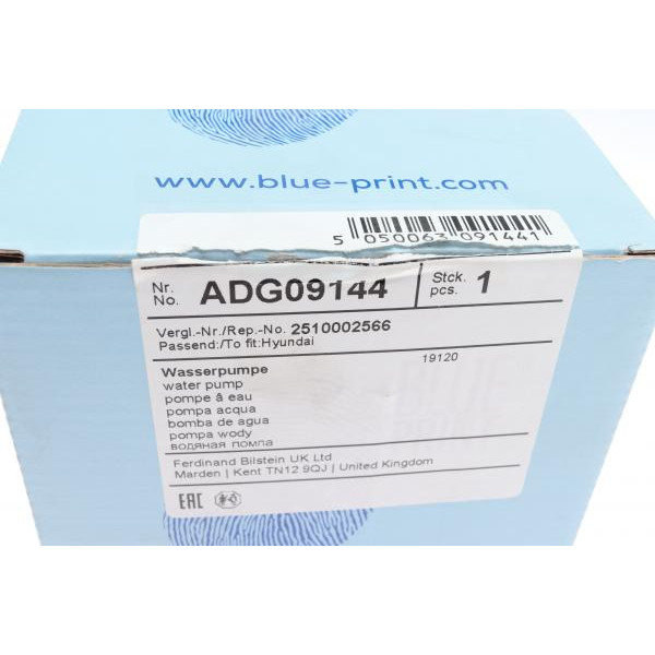 ADG09144 BLUE PRINT Помпа води Hyundai Getz/i10 1.1 05-13/Kia Picanto/Morning 1.0/1.1 04-