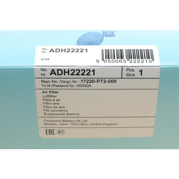 ADH22221 BLUE PRINT Фільтр повітряний Honda Accord IV/V 2.0/2.2 90-98