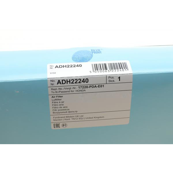 ADH22240 BLUE PRINT Фільтр повітряний Honda Accord VI 1.6-2.3 98-03