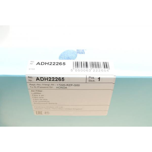 ADH22265 BLUE PRINT Фільтр повітряний Honda CR-V III 2.0i 07-12