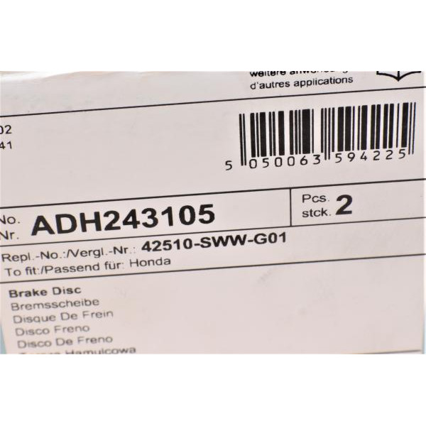 ADH243105 BLUE PRINT Диск гальмівний (задній) Honda CR-V 2.0 16V/2.2D 06-12 (302x10)