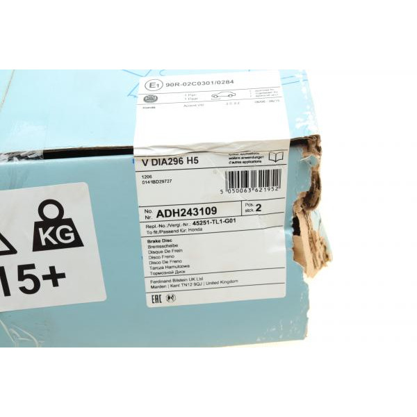 ADH243109 BLUE PRINT Диск гальмівний (передній) Honda Accord VIII/IX 08- (296x23)