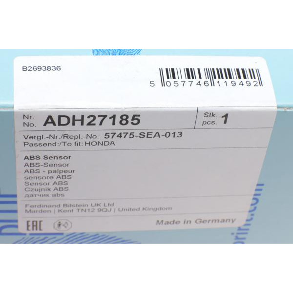 ADH27185 BLUE PRINT Датчик ABS (задній) Honda Accord 2.0-2.4 03-08(R)