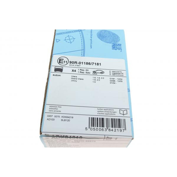 ADK84219 BLUE PRINT Колодки гальмівні (передні) Suzuki Grand Vitara 1.6-2.7 VVTi 98-06
