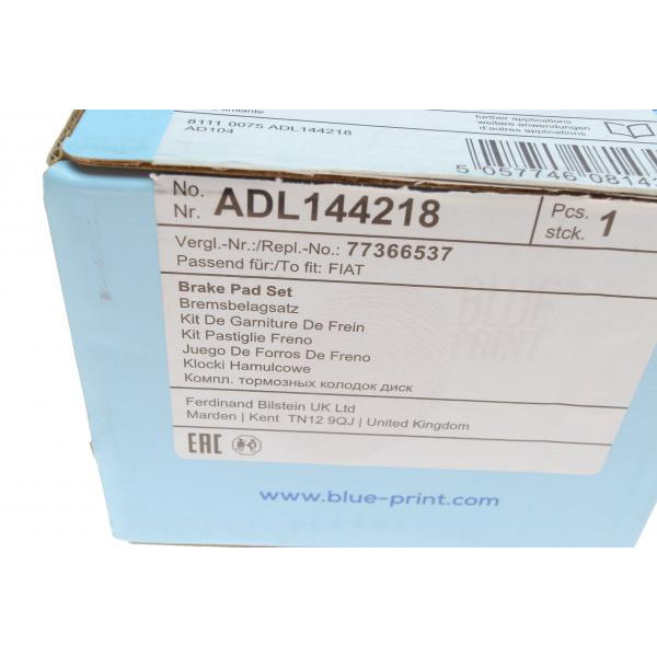 ADL144218 BLUE PRINT Колодки гальмівні (передні) Fiat Punto 05-