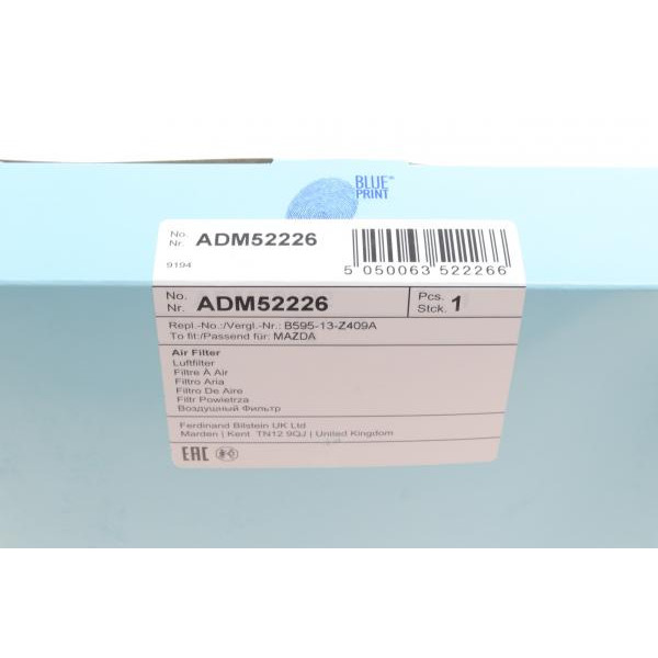 ADM52226 BLUE PRINT Фільтр повітряний Mazda 323 1.3-1.8 94-04