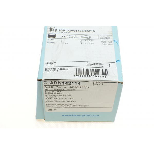 ADN142114 BLUE PRINT Колодки тормозные (задние) Ford Connect/Focus 02-13/Renault Laguna/Megane/Espace 02-