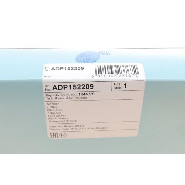 ADP152209 BLUE PRINT Фільтр повітряний Citroen Xsara 1.4i 00-05/1.6i 00-10/Peugeot 206 1.4/1.6i 98-09