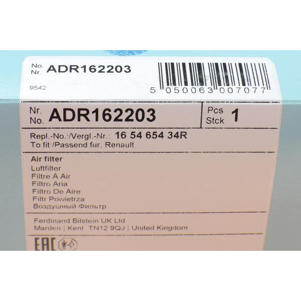 ADR162203 BLUE PRINT Фільтр повітряний Renault Megane III 08-