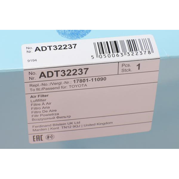 ADT32237 BLUE PRINT Фільтр повітряний Toyota Corolla 1.3-1.6i 85-00