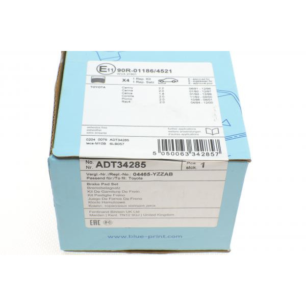 ADT34285 BLUE PRINT Колодки гальмівні (передні) Toyota Camry 90-02/Corolla 87-02/Rav4 94-00