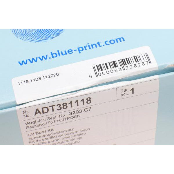ADT381118 BLUE PRINT Пильовик шрусу (зовнішній) Fiat Scudo 2.0D 07- (к-кт хомути та мастило) (29x97x113mm)