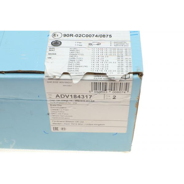 ADV184317 BLUE PRINT Диск гальмівний (передній) VW Caddy 04- (280x22)