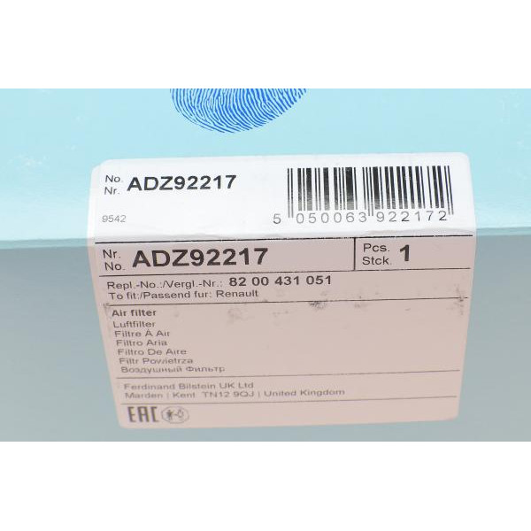 ADZ92217 BLUE PRINT Фільтр повітряний Renault Megane 1.4i/Trafic 2.0i