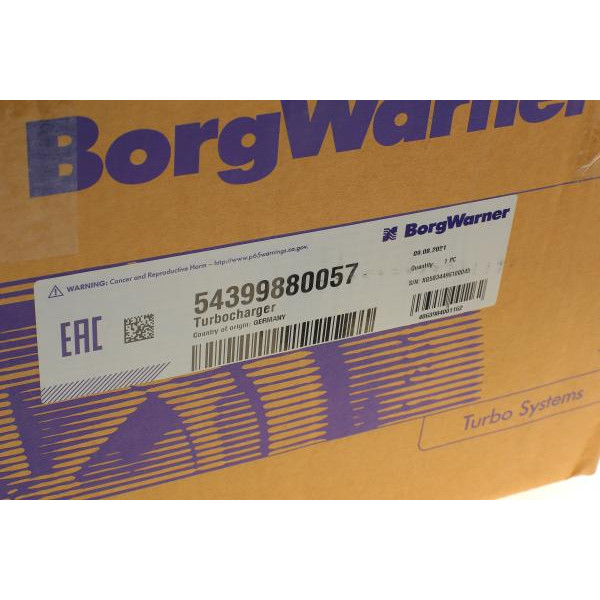 54399880057 BORGWARNER Турбіна VW T5/Caddy 1.9TDI (62kW/75kW) 06-09 (з отвором під датчик)