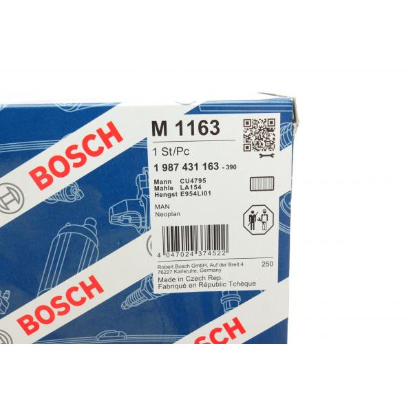 1987431163 BOSCH Фільтр салону MAN TGA/TGL/TGM/TGS 00-/Neoplan Cityliner/Tourliner 03-