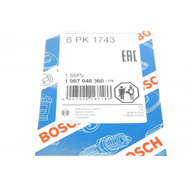 1987948360 BOSCH Ремінь генератора Peugeot 206/306/4007/406/4007/Citroen C5 1.9TD/2.0/2.2HDI 96- (6PK1743)