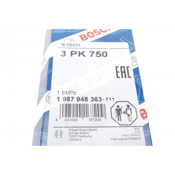 1987948363 BOSCH Ремінь генератора Renault Kangoo/Clio II 1.2 01-/Dacia Logan/Sandero 1.2 16V 06- (3PK750)