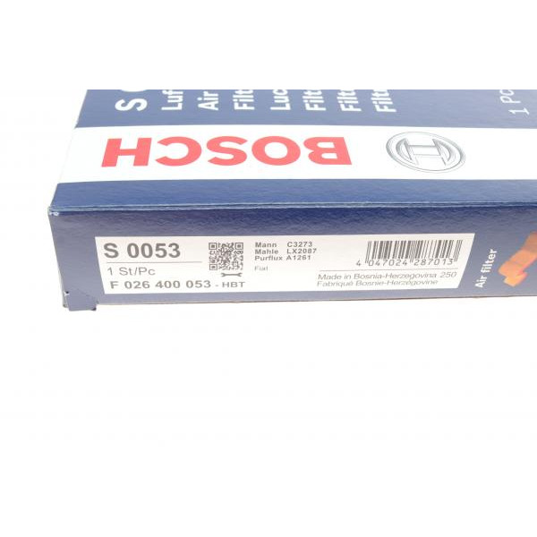 F026400053 BOSCH Фільтр повітряний Fiat 500 1.4 16V 09-