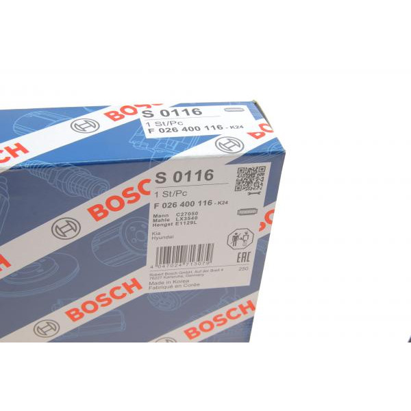 F026400116 BOSCH Фільтр повітряний Hyundai Sonata/Kia Optima 2.0/2.4 09-