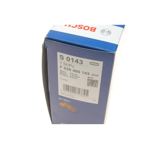 F026400143 BOSCH Фільтр повітряний Toyota Yaris 1.4 D-4D 05-12