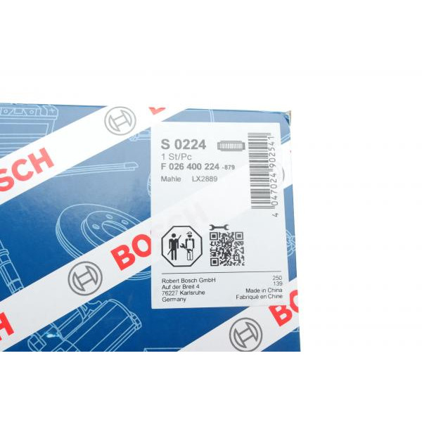 F026400224 BOSCH Фільтр повітряний Honda Insight 1.3 Hybrid 09-14