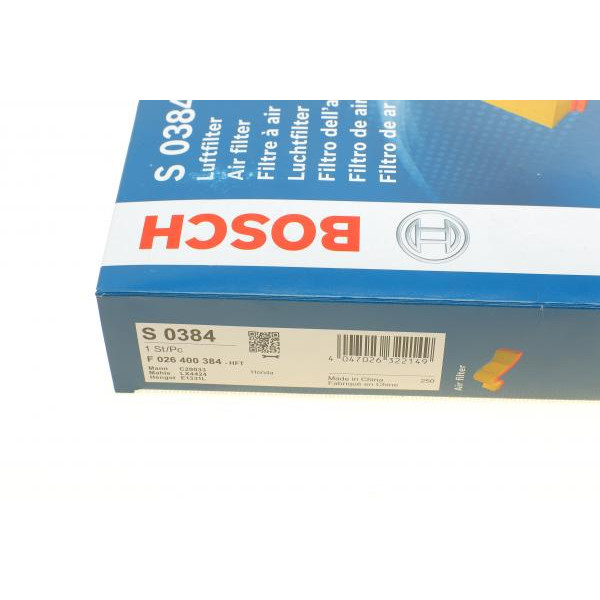 F026400384 BOSCH Фільтр повітряний Honda HR-V 1.5 15-/Jazz 1.3 13-/HR-V 2015-