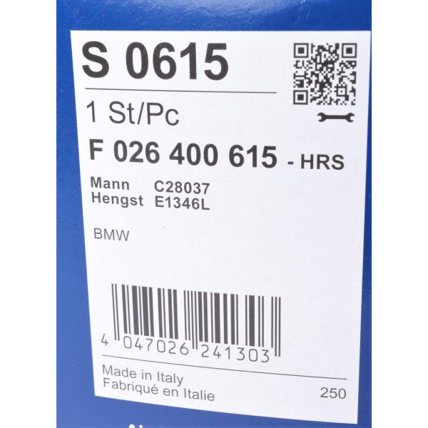 F026400615 BOSCH Фільтр повітряний BMW 5 (G30,F90) 15-