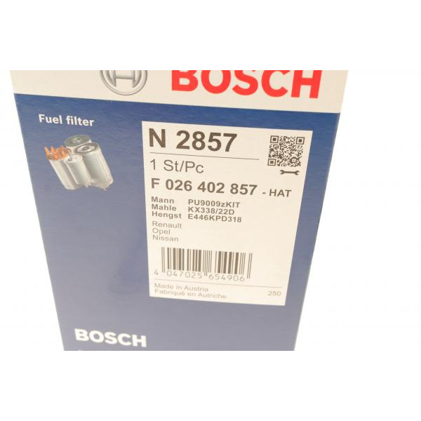 F026402857 BOSCH Фільтр паливний Renault Trafic/Master 1.6-2.3dCi 13-