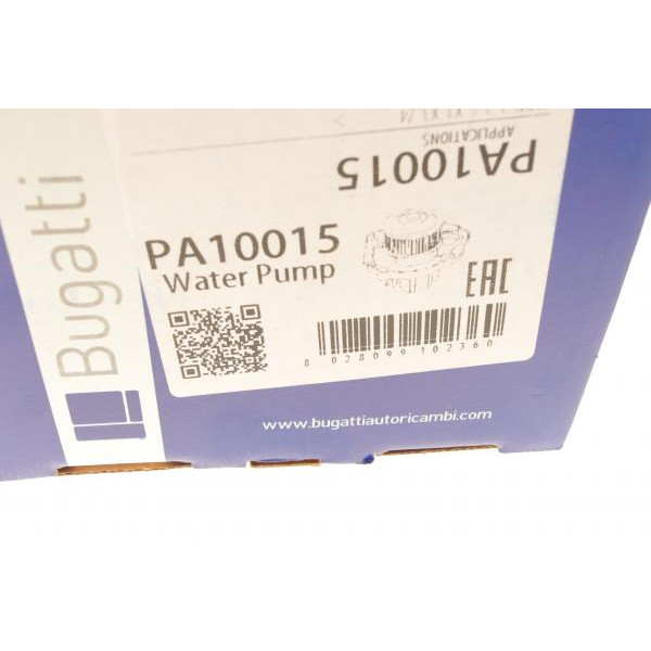 PA10015 BUGATTI Помпа води BMW 1 (E81/E87)/3 (E46/E90)/5 (E60)/X1 (E84)/X3 (E83)/Z4 (E85) 01-15 (B/B)(6 лоп)